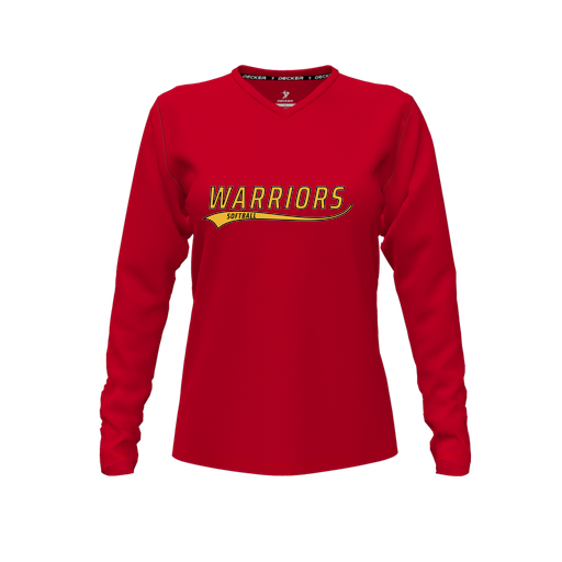 [FTLVPTRD-FYXS-LOGO1] Decker Performance T-Shirt (Female Youth XS, Red, V Neck, Logo 1, Long Sleeve)