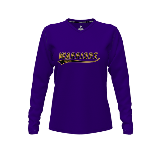 [FTLVPTPP-FYXS-LOGO3] Decker Performance T-Shirt (Female Youth XS, Purple, V Neck, Logo 3, Long Sleeve)